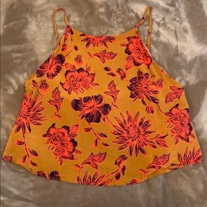 Mustard yellow floral tank top
